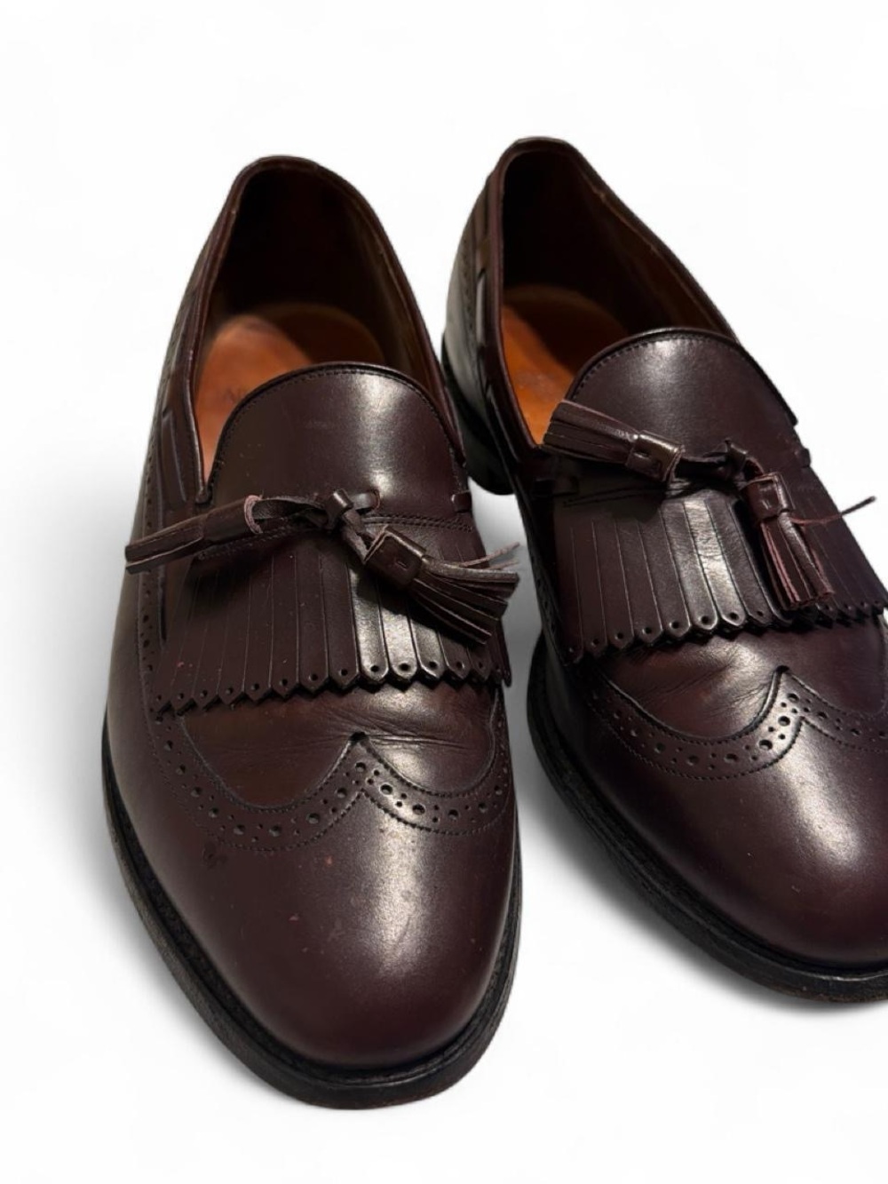 Allen Edmonds Burgundy Leather Tassel Kiltie Loafers